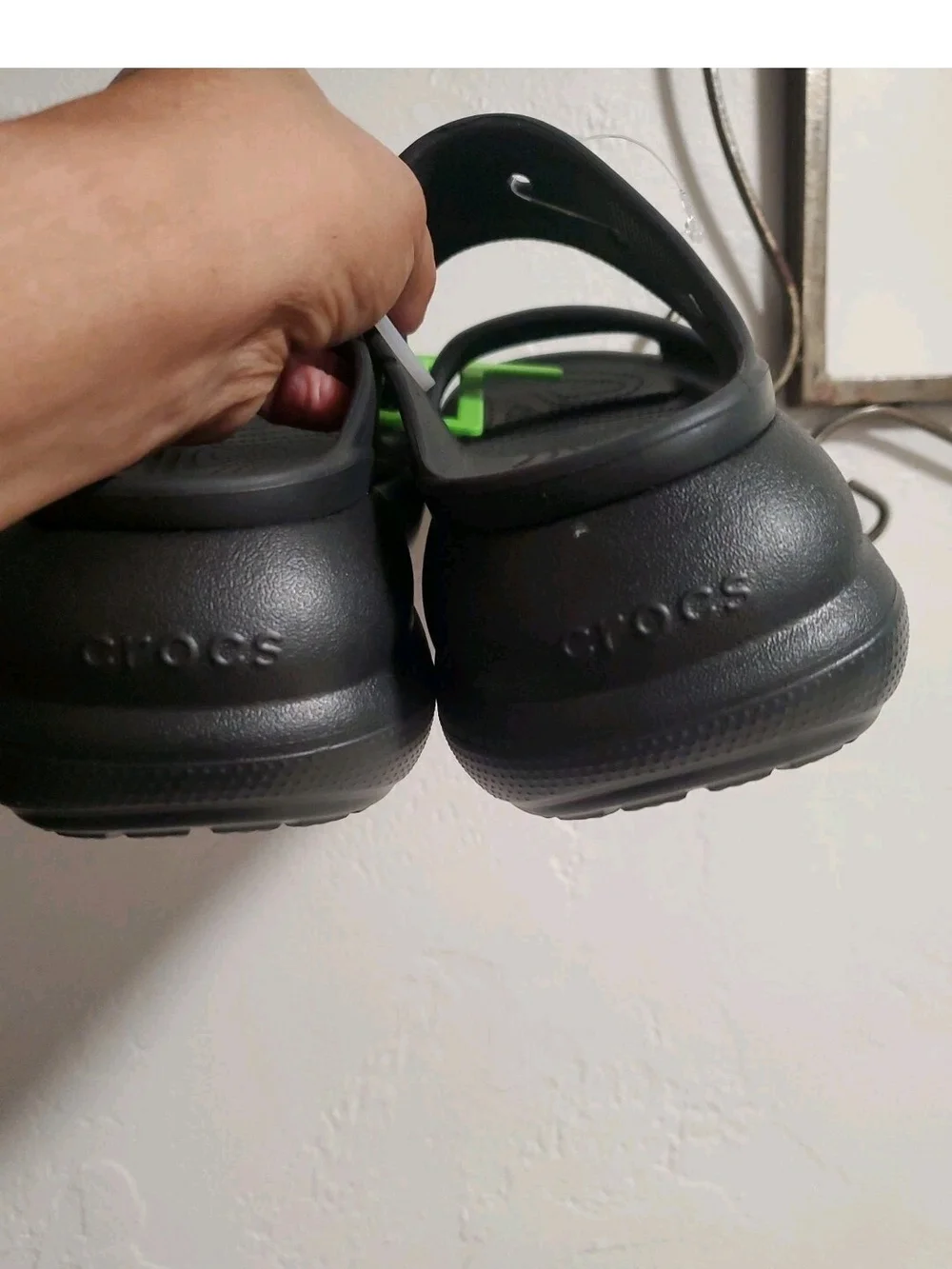 CROCS Womens  Black Two-Strap Sandals